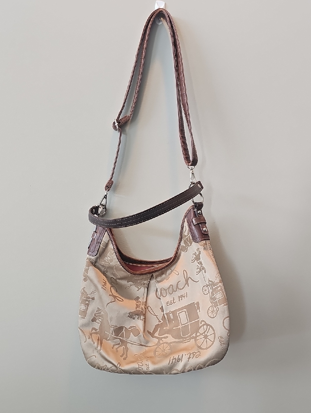 COACH Carriage Print Hobo Bag
